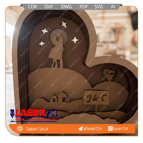 تصویر طرح تابلو سه بعدی نوری قلب #1